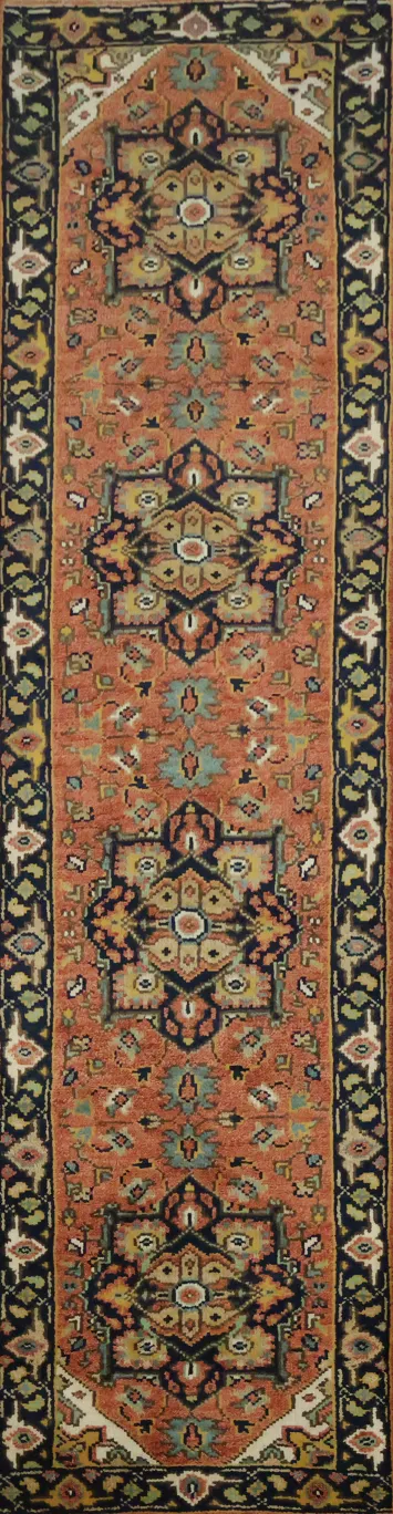 Elegant Hand-knotted Terracotta Runner Rug 3x10