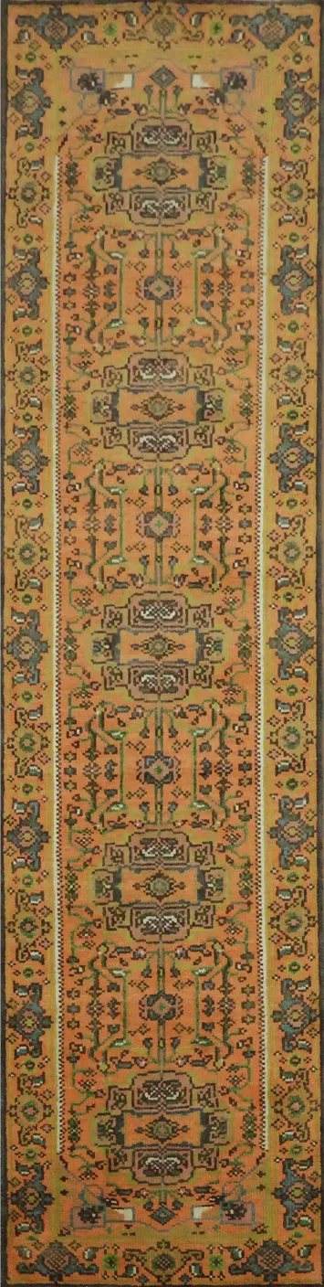 Handmade Vintage Rug with Ornate Border 3x10