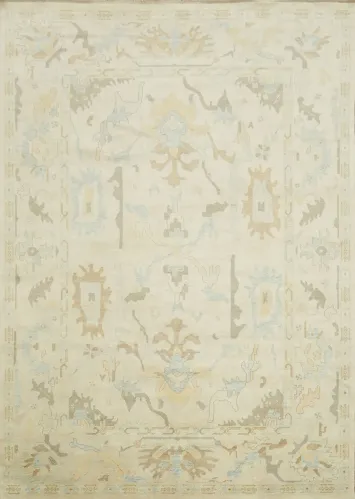 Elegant neutral-tone rug with soft intricate patterns and timeless design 10'x14'