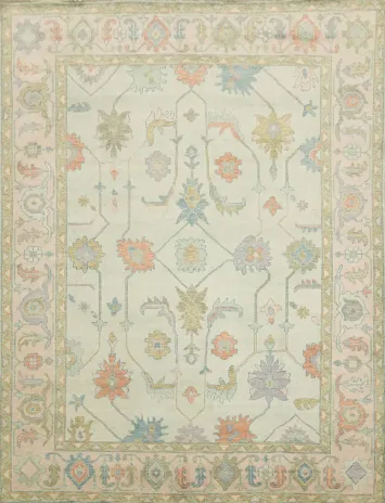 Mint Green Traditional Oushak Pastel Color Area Rug 9x12