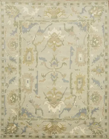 Light Sage Green Traditional Oushak Hand Made Area Rug 9x12