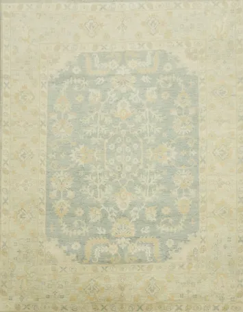 9'x12' Classic Oushak Traditional Rug with Subtle Floral Patterns in Pastel Hues