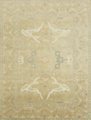 9'x12' Traditional Golden Yellow Oushak Hand-Knotted Living Room Rug
