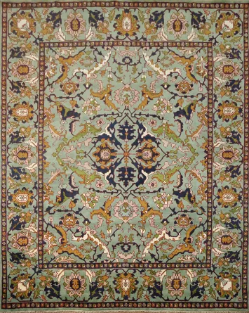 12'x15' Large Green All-Over Ziegler Hand-Knotted Wool Rug