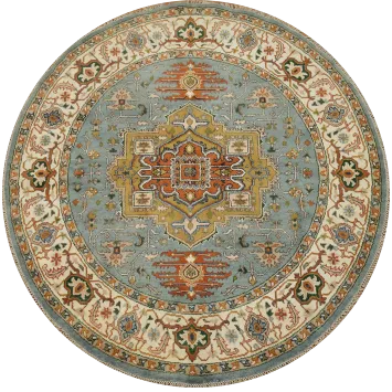 Elegant Round Persian-Inspired Rug with Intricate Blue Design 8'X8'