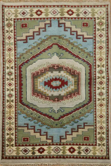 Hand-Knotted Geometric Traditional Rug 4x6