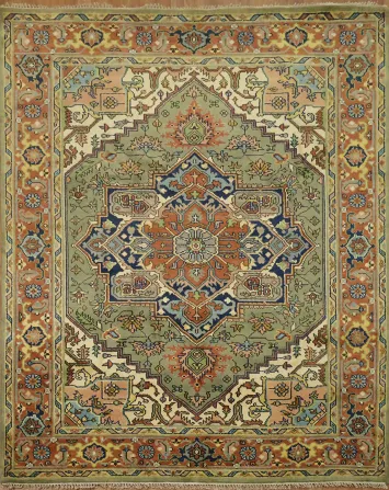 Traditional Green Heriz Serapi Oriental Area Rug 8x10 ft
