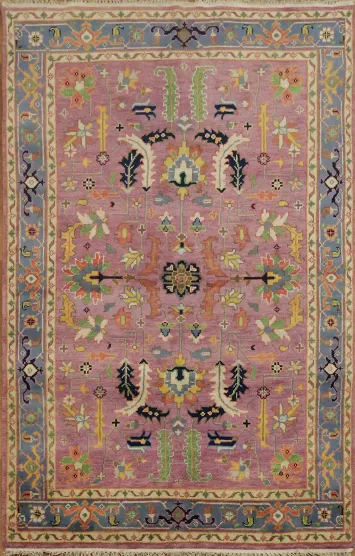 6'x9' Purple Vintage-Inspired Floral Rug for Elegant Spaces
