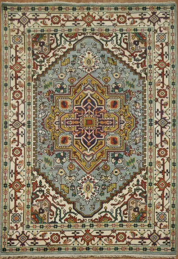 Light Blue Heriz Serapi Oriental Area Rug 6x9 ft