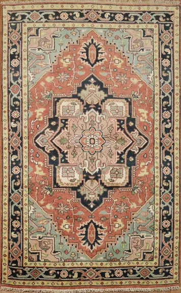 Beautiful Oriental rug with geometric motifs 5x8