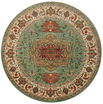 Pistachio Green Hand-Knotted Heriz Serapi Wool Rug 8x8
