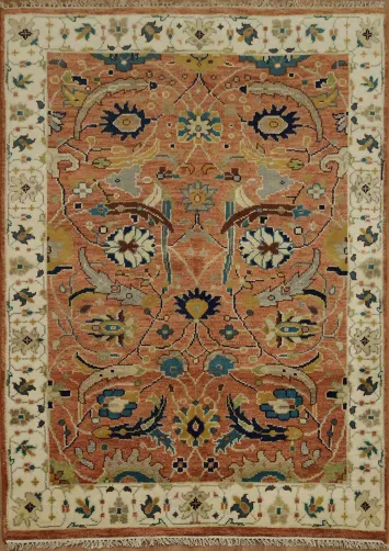 Luxury Persian Style terracotta orange Ziegler Area Rug 5'x7'