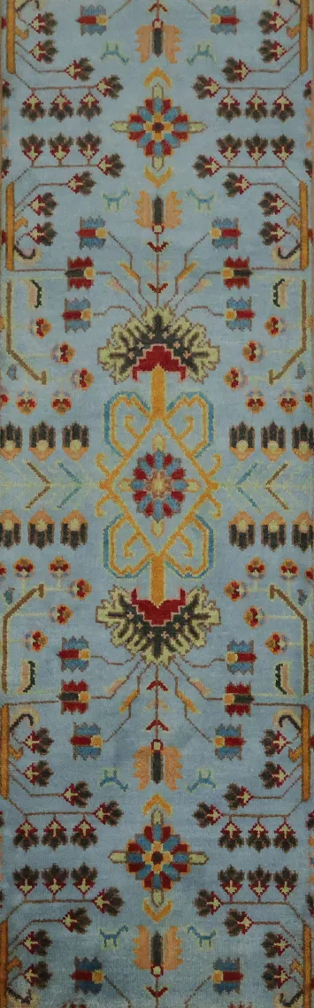 Elegant Blue Runner with Vibrant Patterns 8' 0'' X 2' 6''