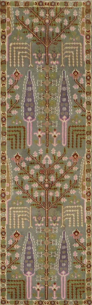 Charming Lavender and Olive Runner Rug 8' 0'' X 2' 5''