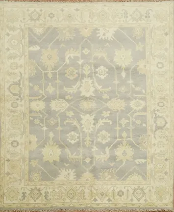 Oushak Indian Beige and Gray Rug with Timeless Design 8x10