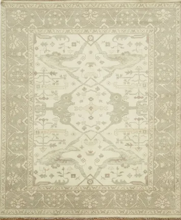 Classic Beige Toned Oushak Indian Wool Rug 8x10