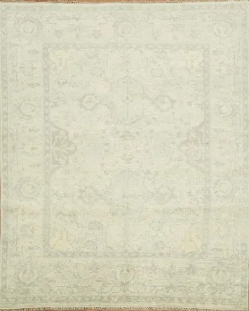 Luxurious Beige and Pale Blue Oriental Rug with Subtle Intricate Patterns 8'x10'
