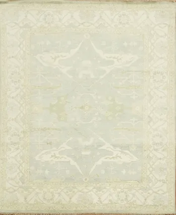 Elegant Cream and Blue Rug with Intricate Floral Pattern 8'x10'