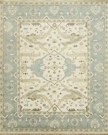 Traditional 8'x10' Blue and Cream Vintage-style Area Rug Decor