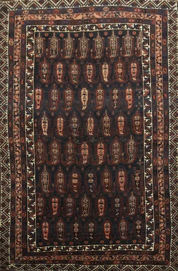 Antique Vegetables Dye Bakhtiari Persian Wool Rug 4x6