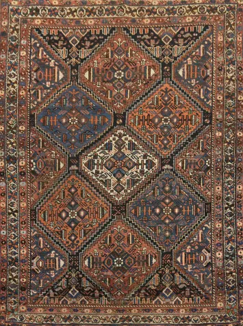 Antique Tribal Wool Qashqai Persian Rug 5x6