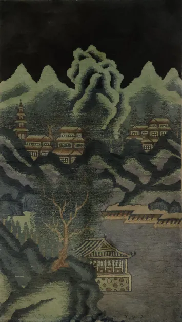 Art Deco Chinese Wool Rug 3x6