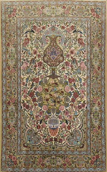 Fine Wool & Silk Tabriz Persian Rug 4x6