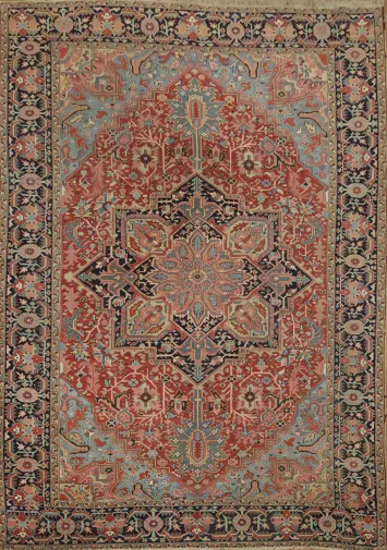 Antique Wool Heriz Serapi Oriental Area Rug 9x13