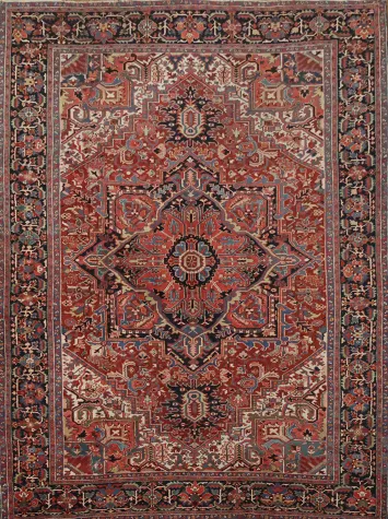 Heriz Oriental Geometric Wool Area Rug 9x12
