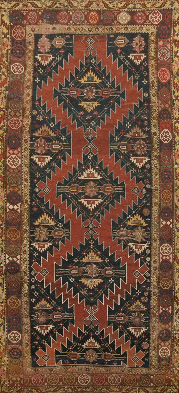 Antique Kazak Oriental Wool Area Rug 6x13