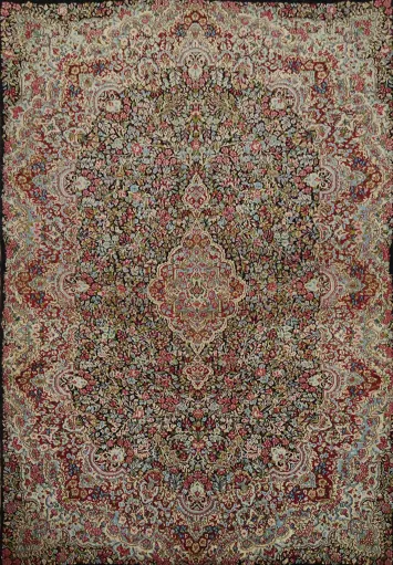 Kerman Persian Floral Wool Area Rug 6x9
