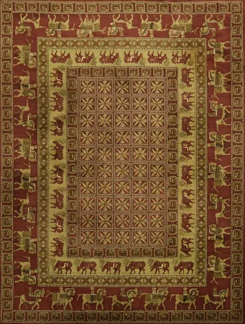 Rya Oriental Pazyryk Wool Area Rug 8x11