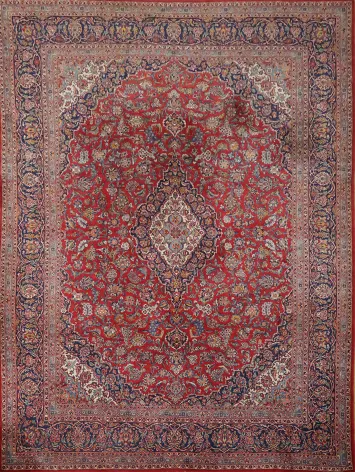 Kashan Persian Wool Area Rug 9x12