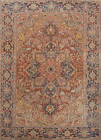 Antique Heriz Serapi Persian Area Wool Rug 10x13