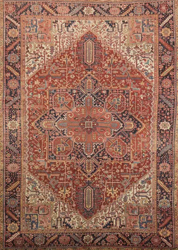 Wool Geometric Heriz Persian Area Rug 8x12