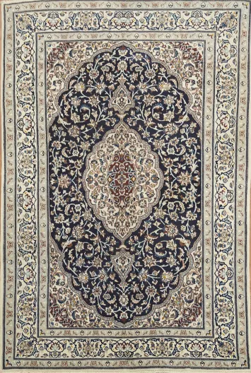 Blue Wool Nain Persian Area Rug 6x9