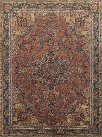 Antique Mashad Persian Wool Area Rug 8x11