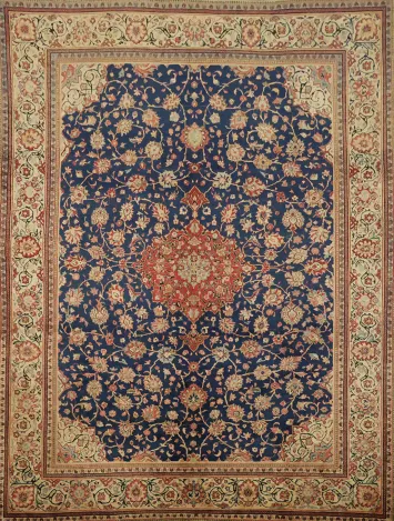 Blue Sarouk Persian Wool Area Rug 9x12