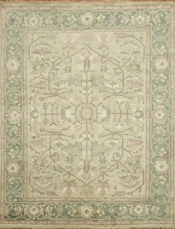 Luxurious Antique Style Sage Green Oushak Living Room Rug 9'x12'