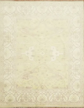 Lemon Green Traditional Oushak Hand Made Area Rug 8x10