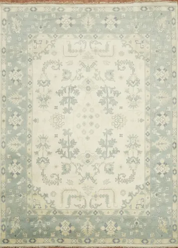 Soft Pastel-Colored Oushak Indian Large Wool Rug 10'x14'