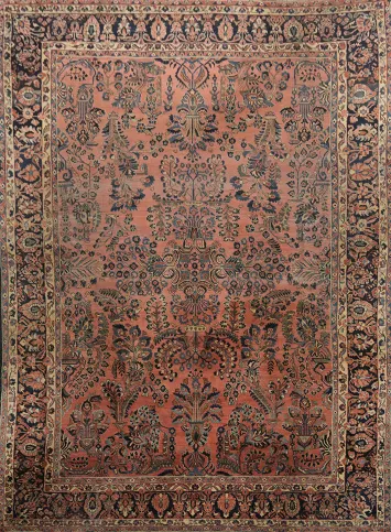 Antique Floral Sarouk Persian Wool Rug 9x12