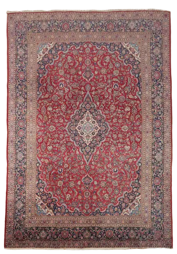 Vintage Wool Floral Kashan Oriental Large Rug 10x14