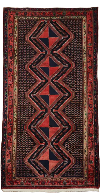Blue Zanjan Persian Tribal Wool Rug 5x10