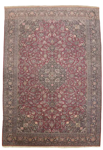 Antique Wool Vegetable Dye Kashan Persian Large Rug 12x18