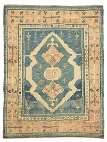 Anatolian Turkish Wool Area Rug 7x9