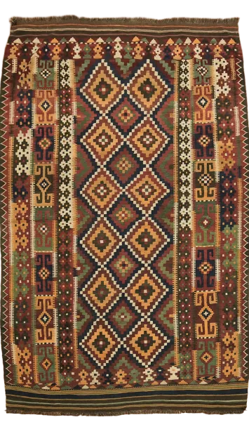 Vintage Wool Kilim Turkish Area Rug 8x13