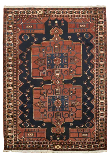 Blue Wool Tribal Bakhtiari Persian Area Rug 7'x10'