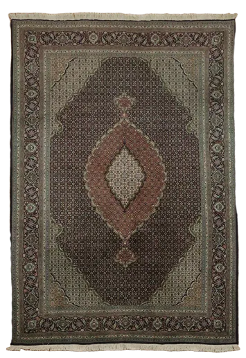 Fine Wool Black Tabriz Persian Area Rug 7'x10'