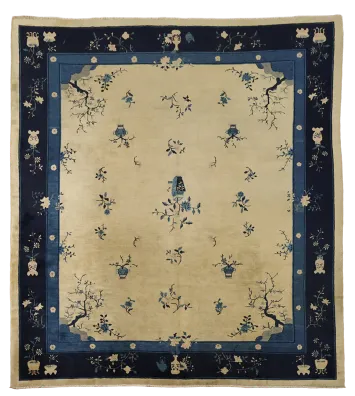 Old Wool Art Deco Chinese Area Rug 10x12